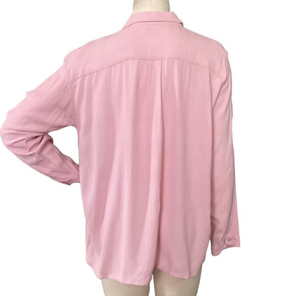 J. Jill Button-Front Shirt Pink Rayon Mother-of-Pearl/Shell Buttons Sz PL #228G - Picture 6 of 9